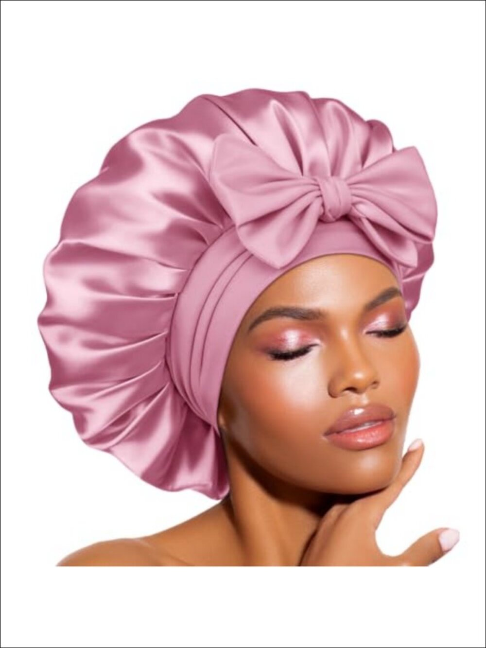 Silky Satin Bonnet with Tie Band Non-Slip Sleep Hair Wrap